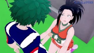 Momo Yaoyorozu and Izuku Midoriya have intense sex on the rooftop. - My Hero Academia Hentai