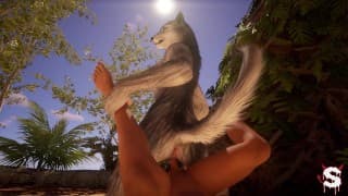 Lucky guy fucks an amazing furry girl with huge tits and ends up cumming in squirts in Wild Life sex