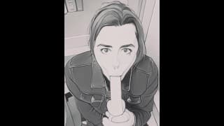 Transgirl 在 Snapchat 动漫上吮吸鸡巴